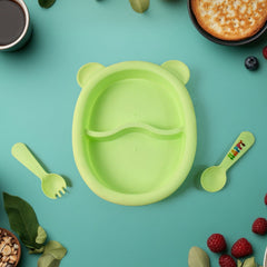 BPA-free plastic baby and toddler dinnerware set with 8 pieces including bowl lid