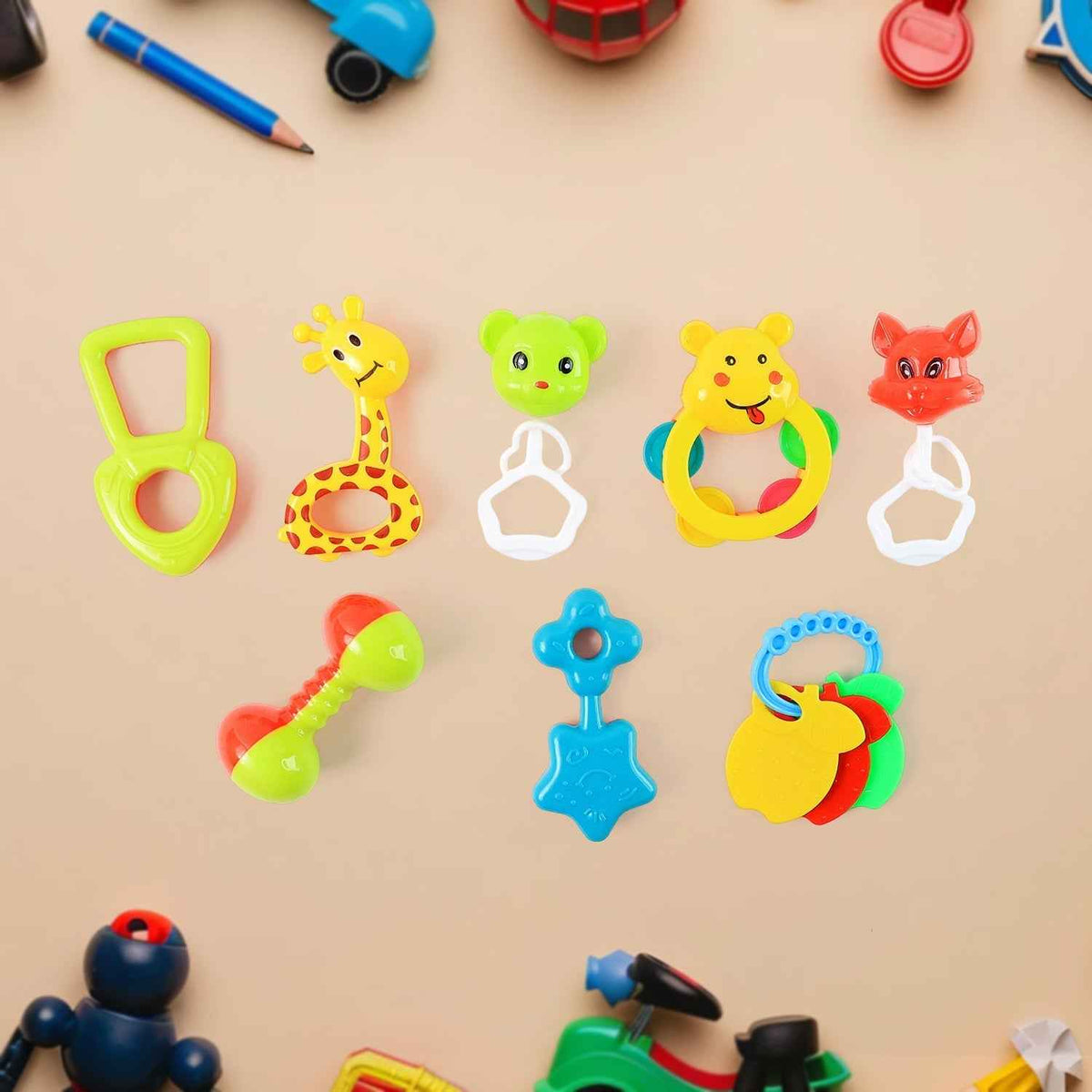 Baby Rattle Set – 8 Pieces of Safe Colorful Toys