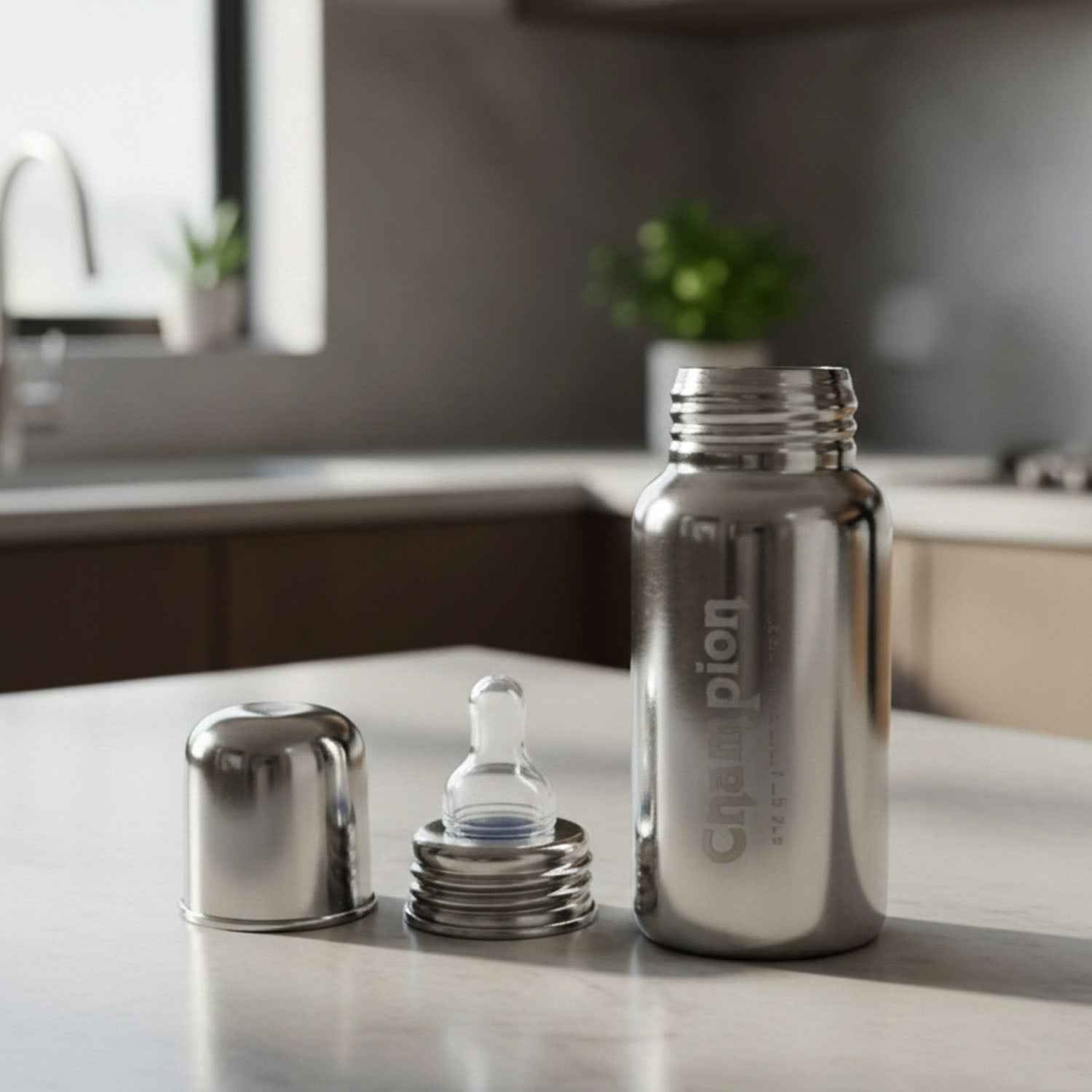 Stainless Steel Baby Feeding Bottle 200ml – Leakproof & Durable