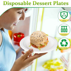 Compostable Bagasse Plate – 6 Inch Eco-Friendly Snack Plate