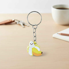 Banana Shape Keychain – Cute Cartoon Design with Metal Ring