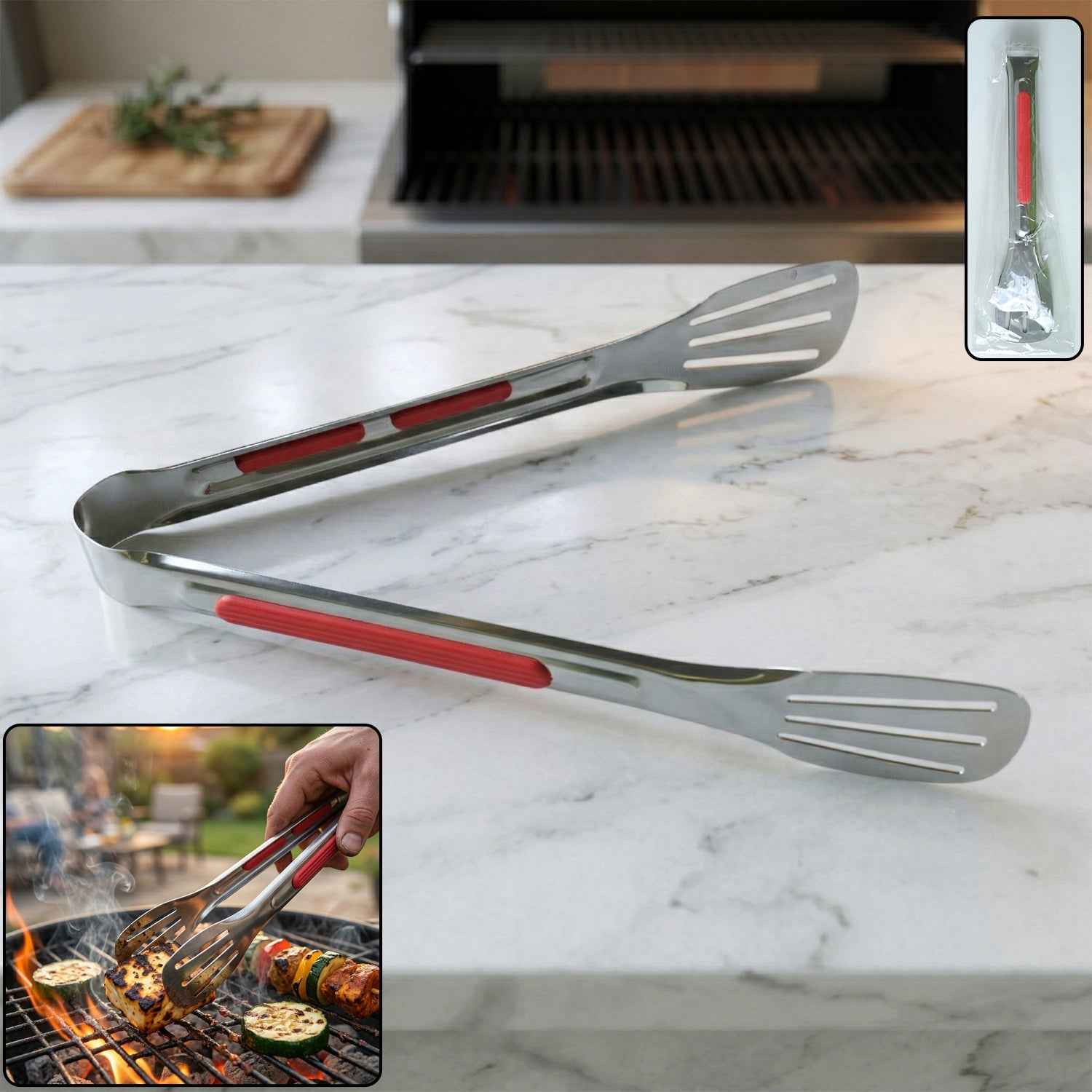 Stainless Steel Multi-Purpose Kitchen Tongs – Heat-Resistant & Anti-Slip Grip