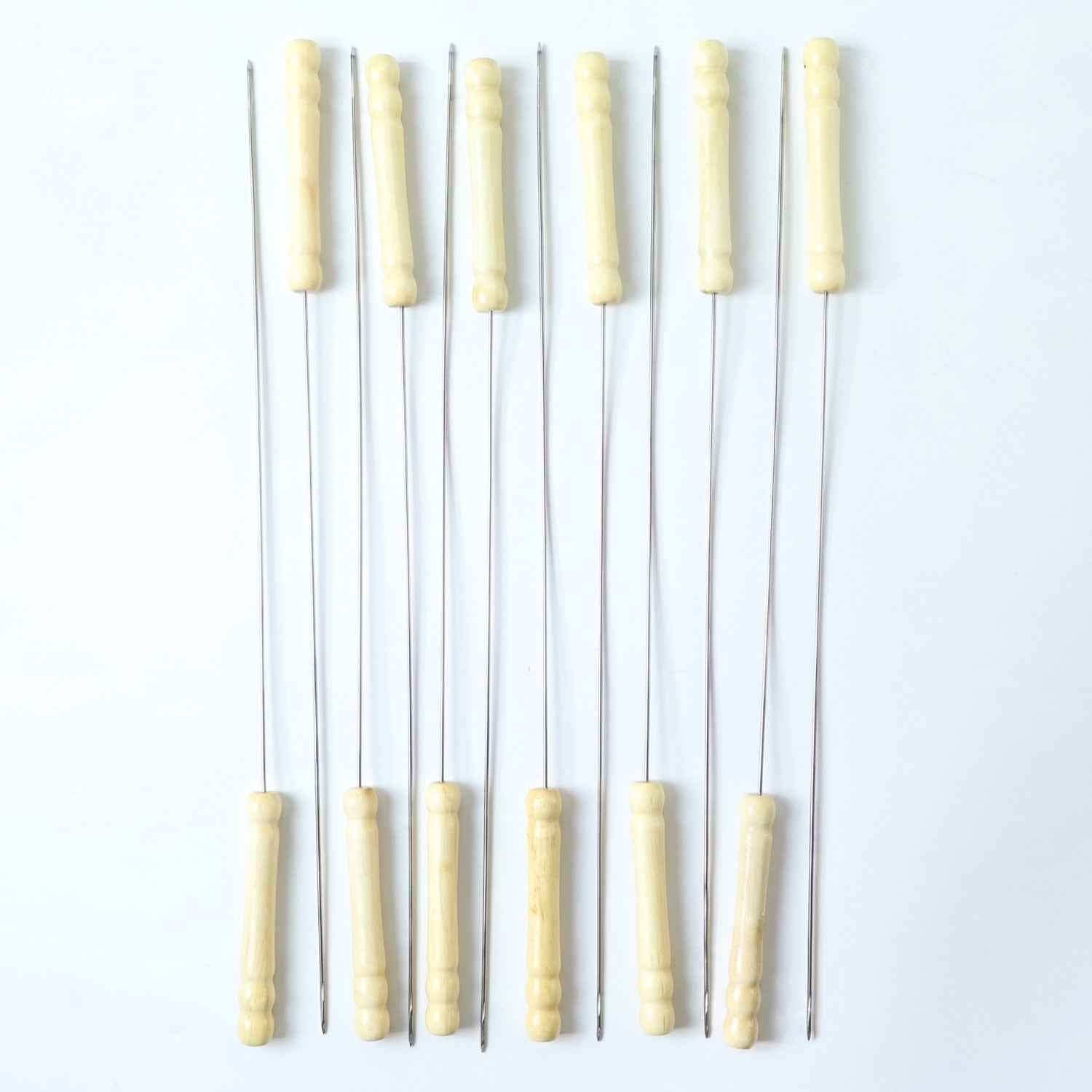 Stainless Steel BBQ Skewers Ð Reusable Grilling Sticks with Wooden Handle