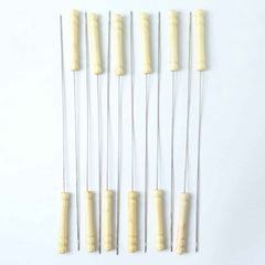 Stainless Steel BBQ Skewers Ð Reusable Grilling Sticks with Wooden Handle