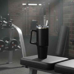 Large Capacity Travel Mug – 890 ML Insulated Black Tumbler