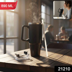 Large Capacity Travel Mug – 890 ML Insulated Black Tumbler