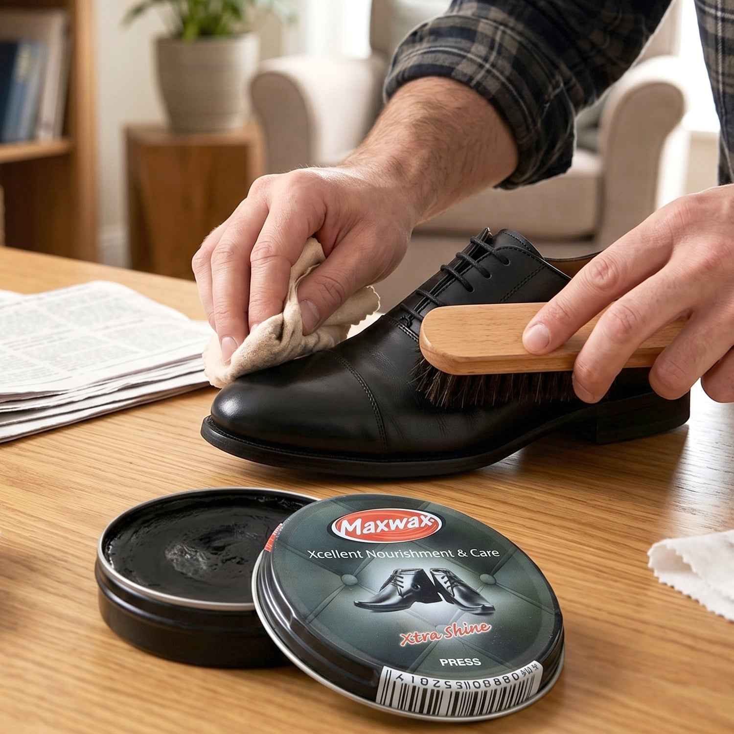 Maxwax black shoe polish cream Ð Deep nourishment & shine