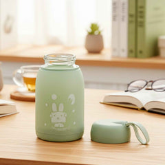 Rabbit Printed Insulated Glass Water Bottle – Leak Proof 330ml