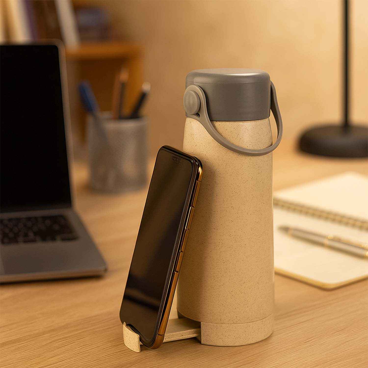 Glass Water Bottle with Phone Holder 380ml | Own Hydrate
