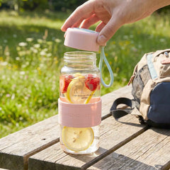 Portable Glass Water Bottle 230ml with Silicone Sleeve and Carry St...