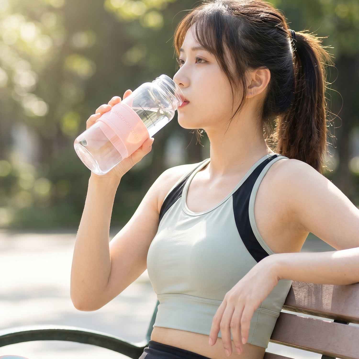Portable Glass Water Bottle 230ml with Silicone Sleeve and Carry St...