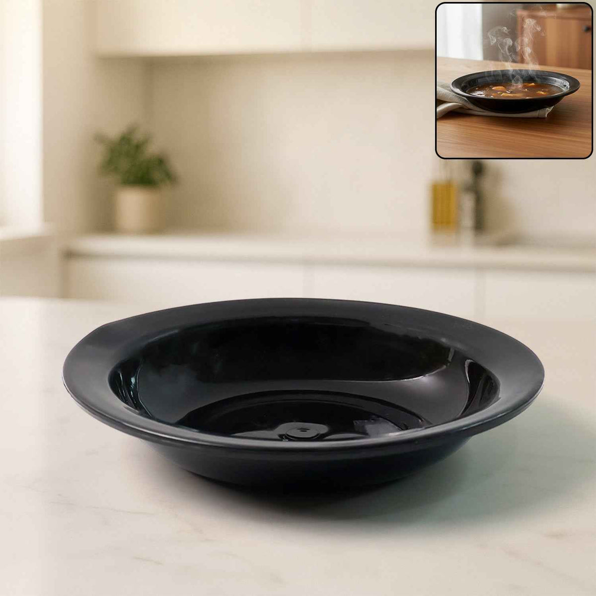 Deep Black Curry & Soup Serving Bowl – Durable & Elegant