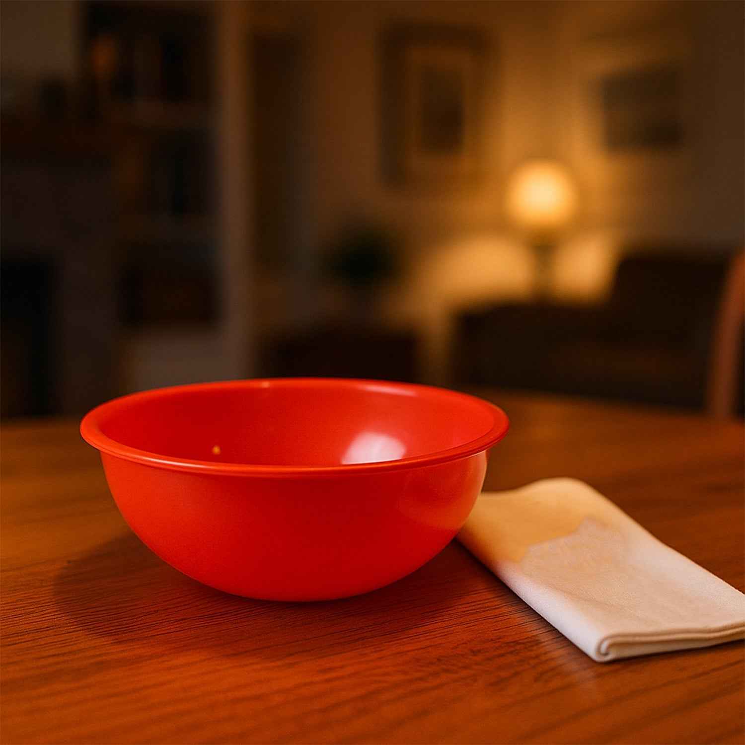 Plastic Serving Bowl 6 Inch – Durable Red Round Deep Bowl