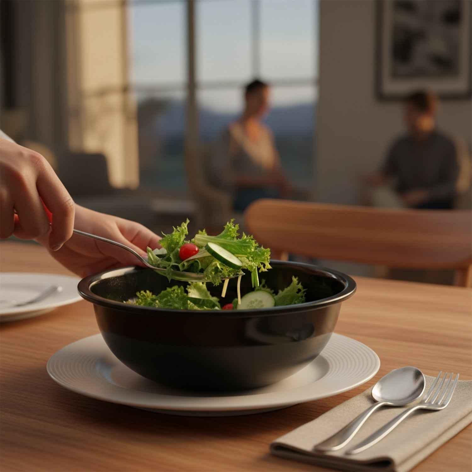 6-Inch Black Plastic Serving Bowl – Deep & Durable Design