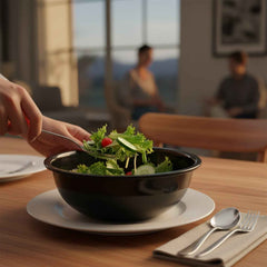 6-Inch Black Plastic Serving Bowl – Deep & Durable Design