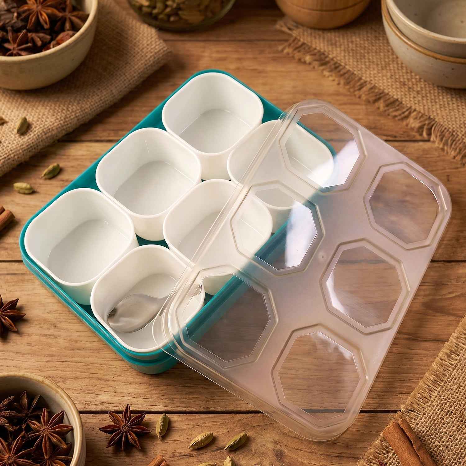 Spice Storage Box Ð 6 Compartments for Easy Kitchen Organization