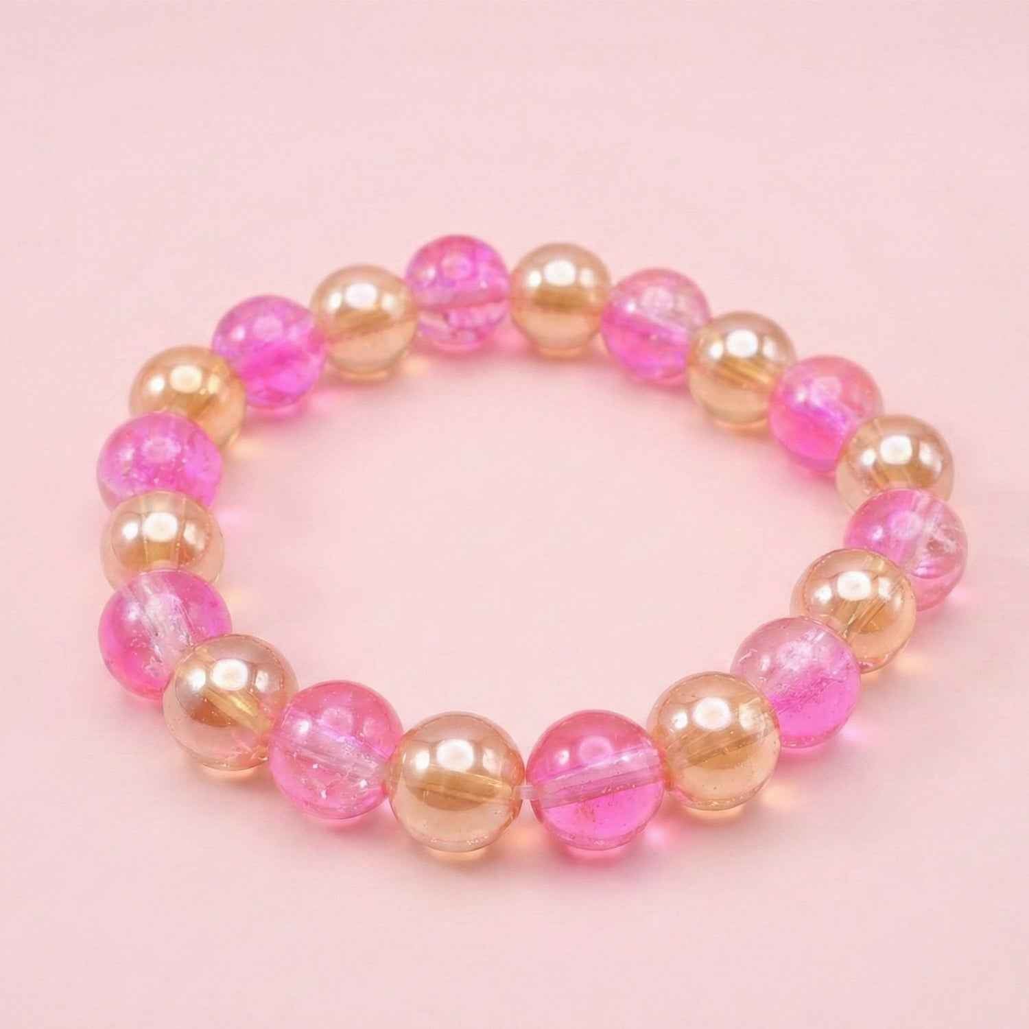 Crystal Beaded Stretch Bracelet – Elegant Dual-Tone Design
