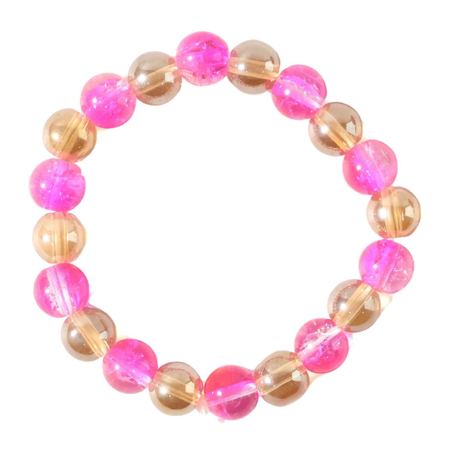 Crystal Beaded Stretch Bracelet – Elegant Dual-Tone Design