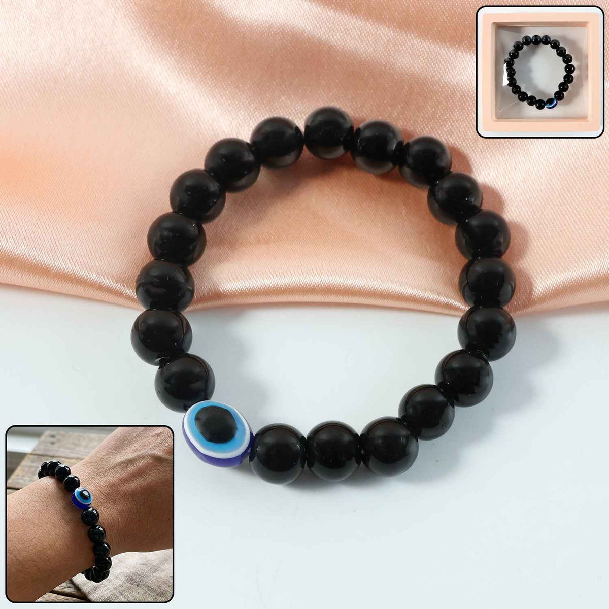 Crystal Beaded Stretch Bracelet – Elegant Dual-Tone Design
