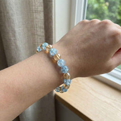 Dual-Tone Crystal Beaded Stretch Bracelet – Elegant Slip-On Design
