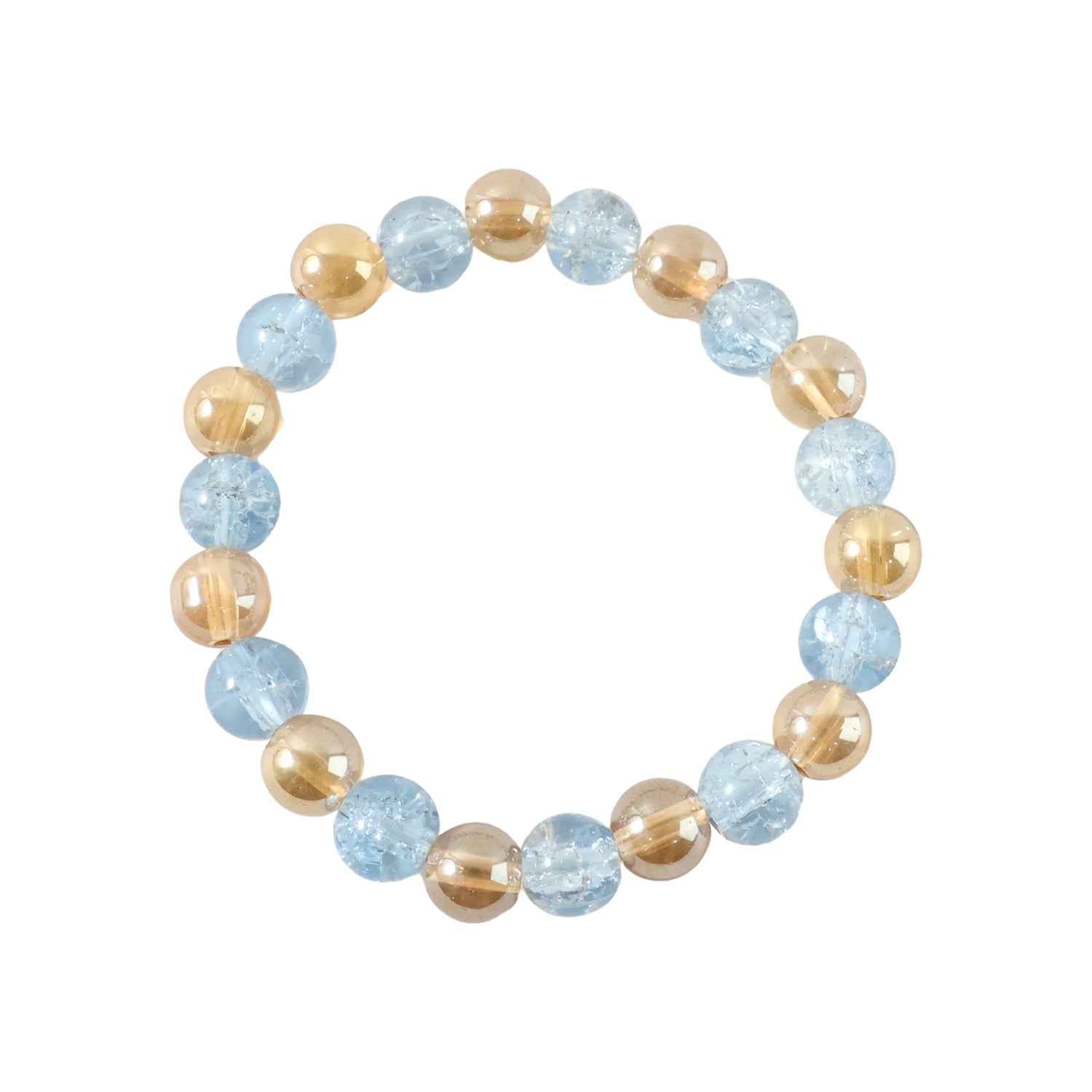 Dual-Tone Crystal Beaded Stretch Bracelet – Elegant Slip-On Design