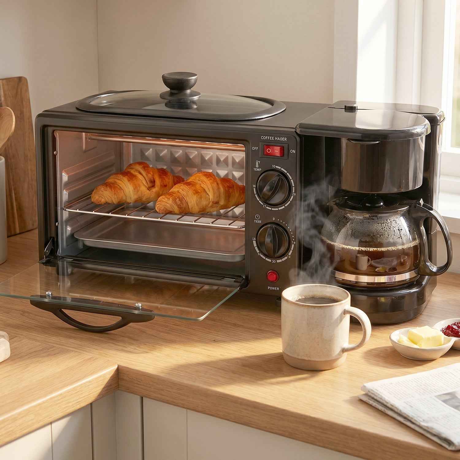 Suta 3 in 1 Breakfast Maker – Compact Kitchen Multi-Functional Appliance