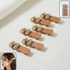 Bow Hair Clips – Elegant Solid-Tone Snap Accessory Set