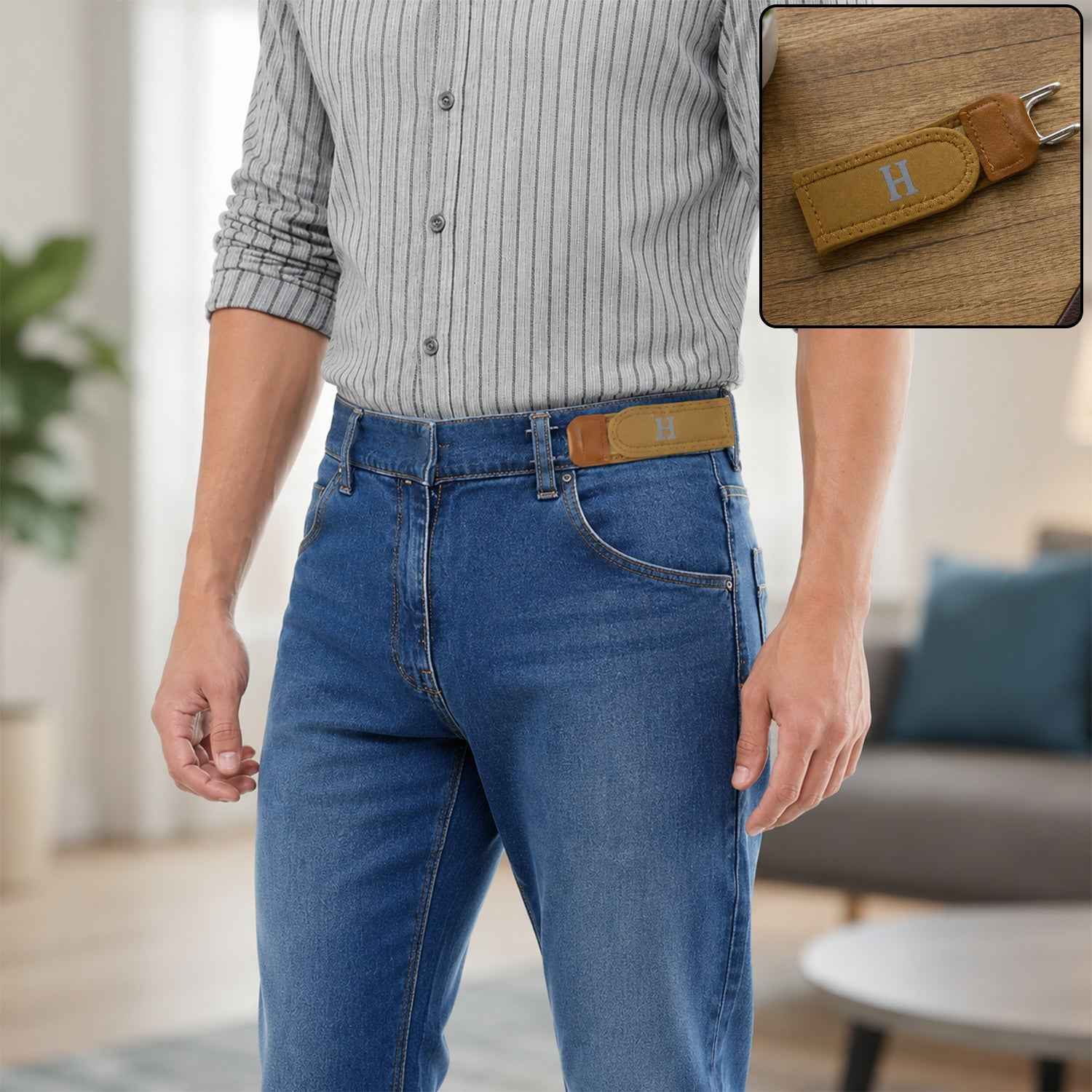 Buckle Less Elastic Belt Invisible Stretch Waist Belt No Bulge Lazy (1 Pc)