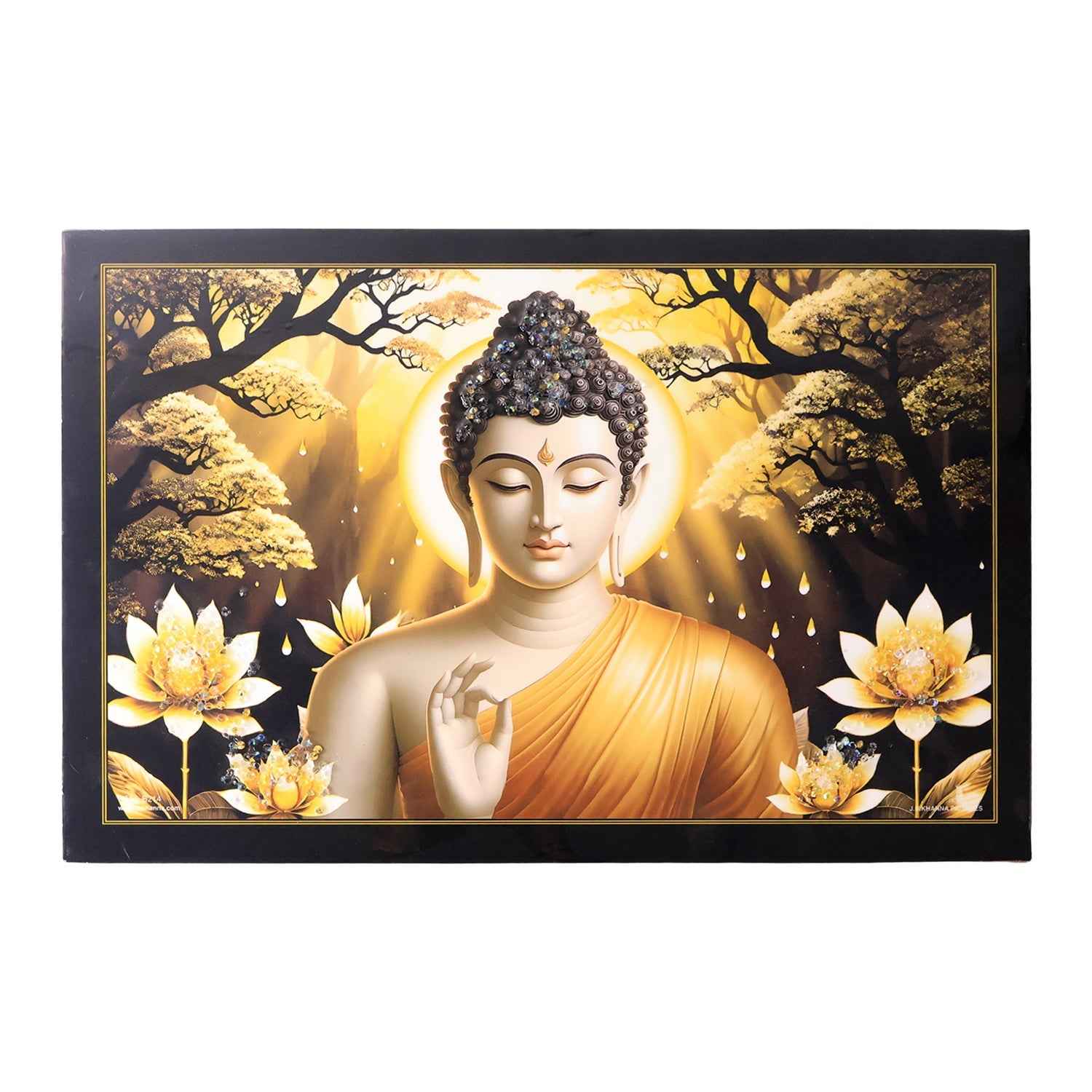 Lord Buddha Wall Painting – Spiritual Decor with Wooden Frame