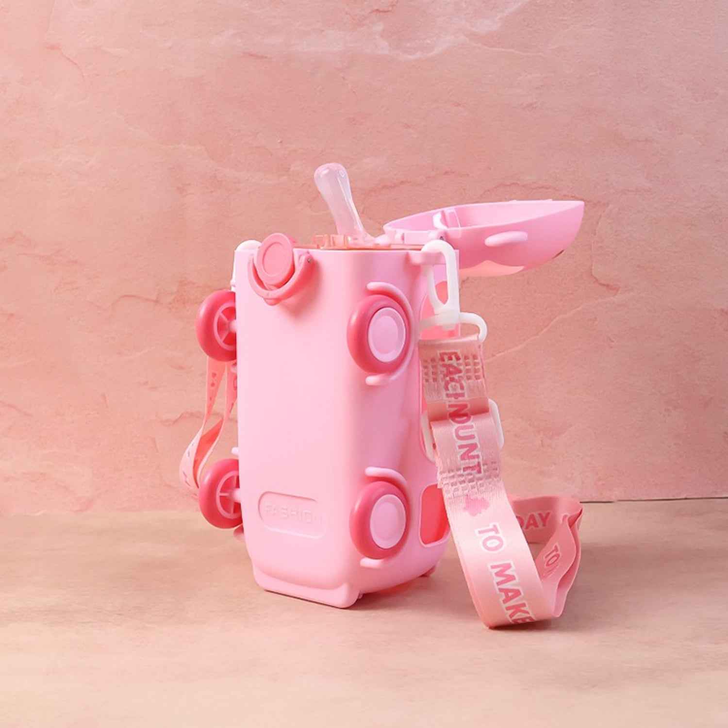Kids Water Bottle – 500ml Cute Bus-Shaped Cartoon Design