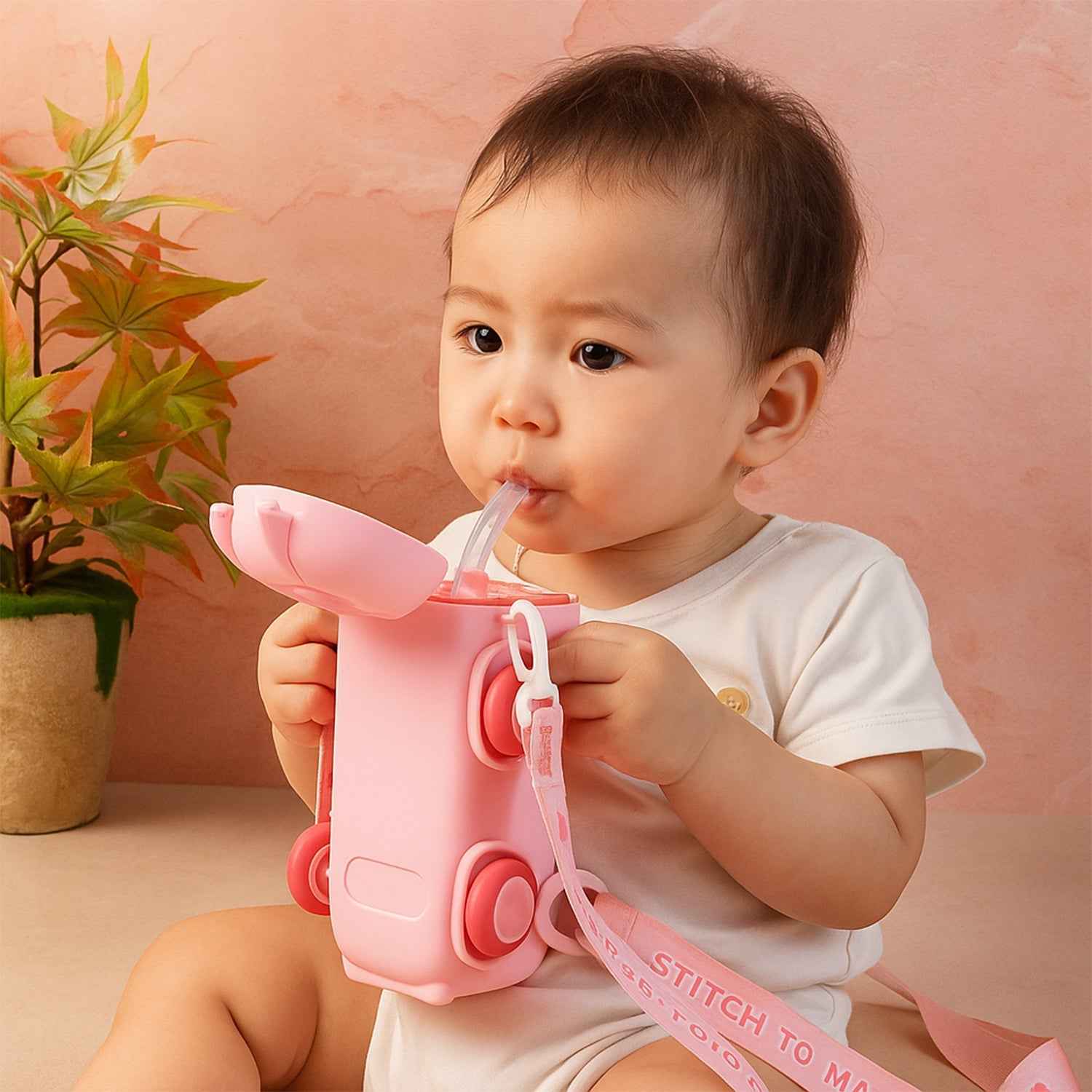 Kids Water Bottle – 500ml Cute Bus-Shaped Cartoon Design