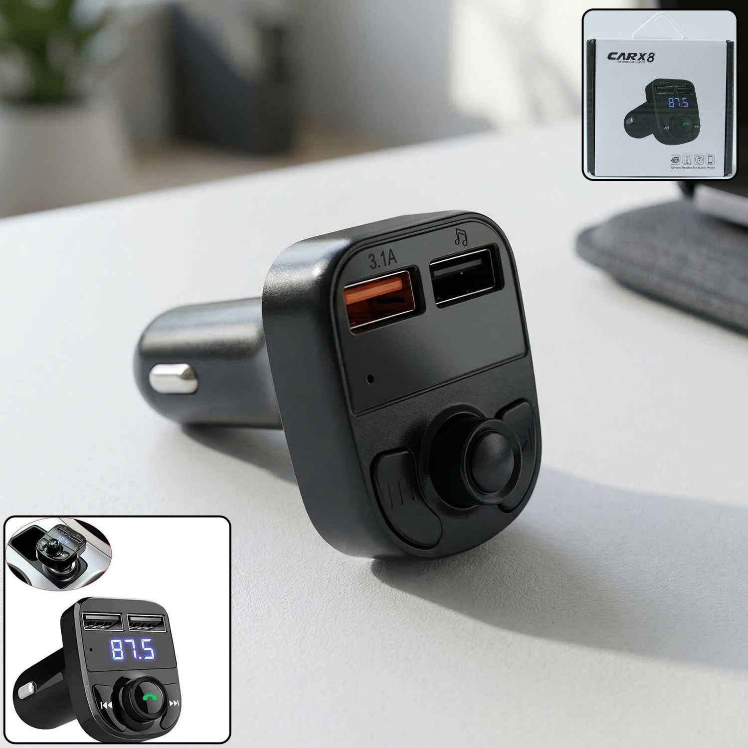 Wireless Car Charger – Dual USB Fast Charging & Handsfree Use