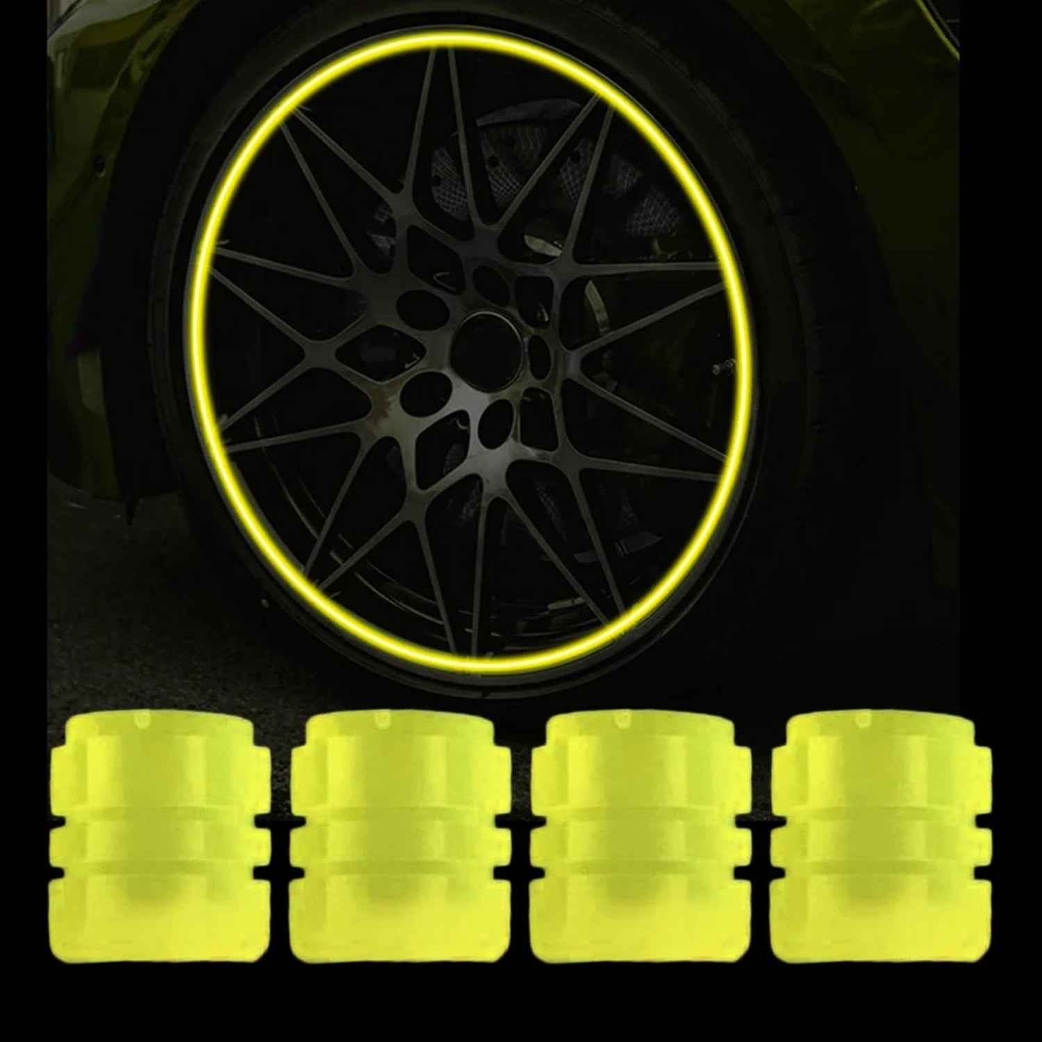 Luminous Tyre Valve Caps – Glow-in-Dark, Universal Fit | RaceVault