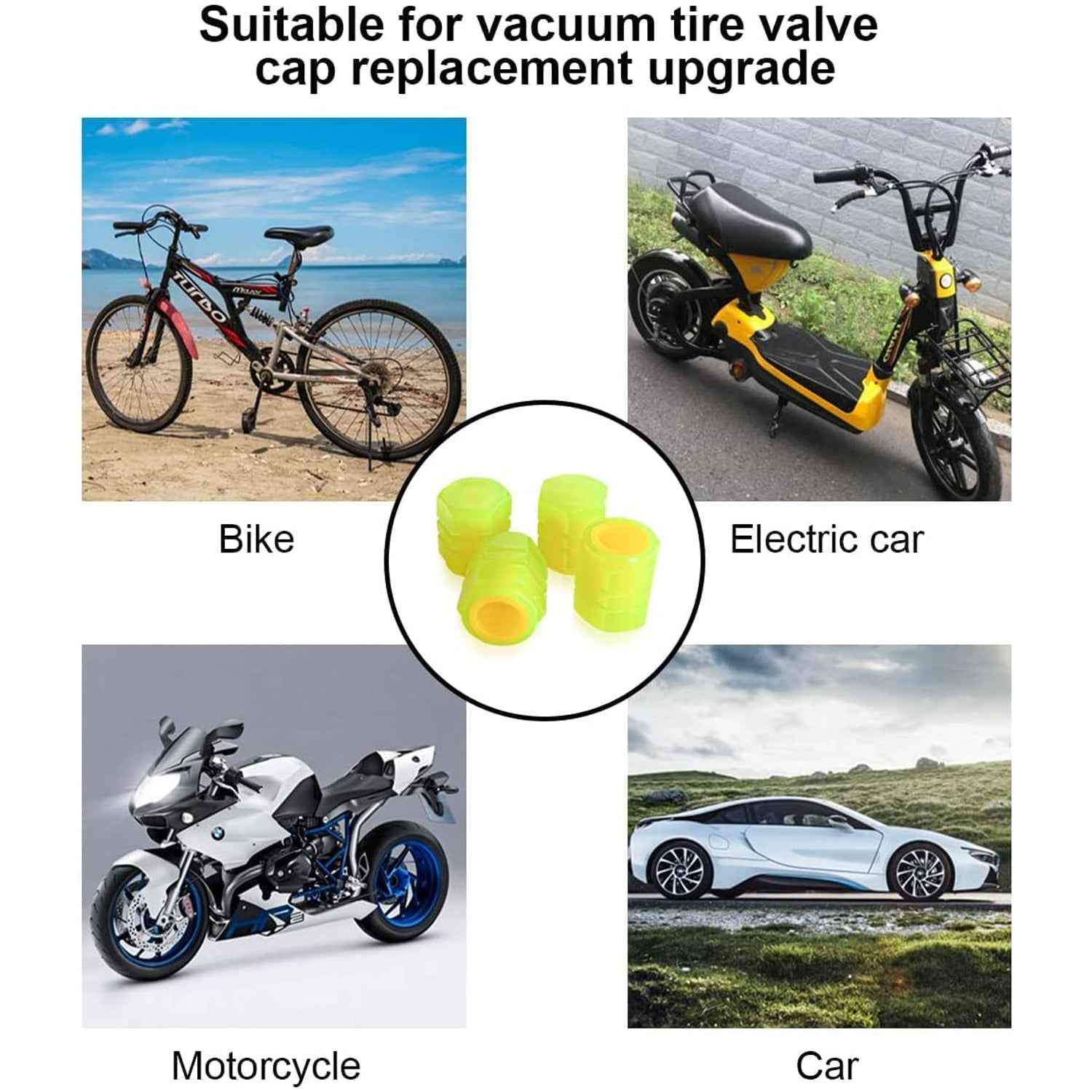 Luminous Tyre Valve Caps – Glow-in-Dark, Universal Fit | RaceVault