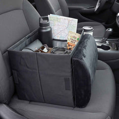 Foldable Car Organizer Box, Front Seat Storage with Fold-Out Armrest Cushion (1 Pc)