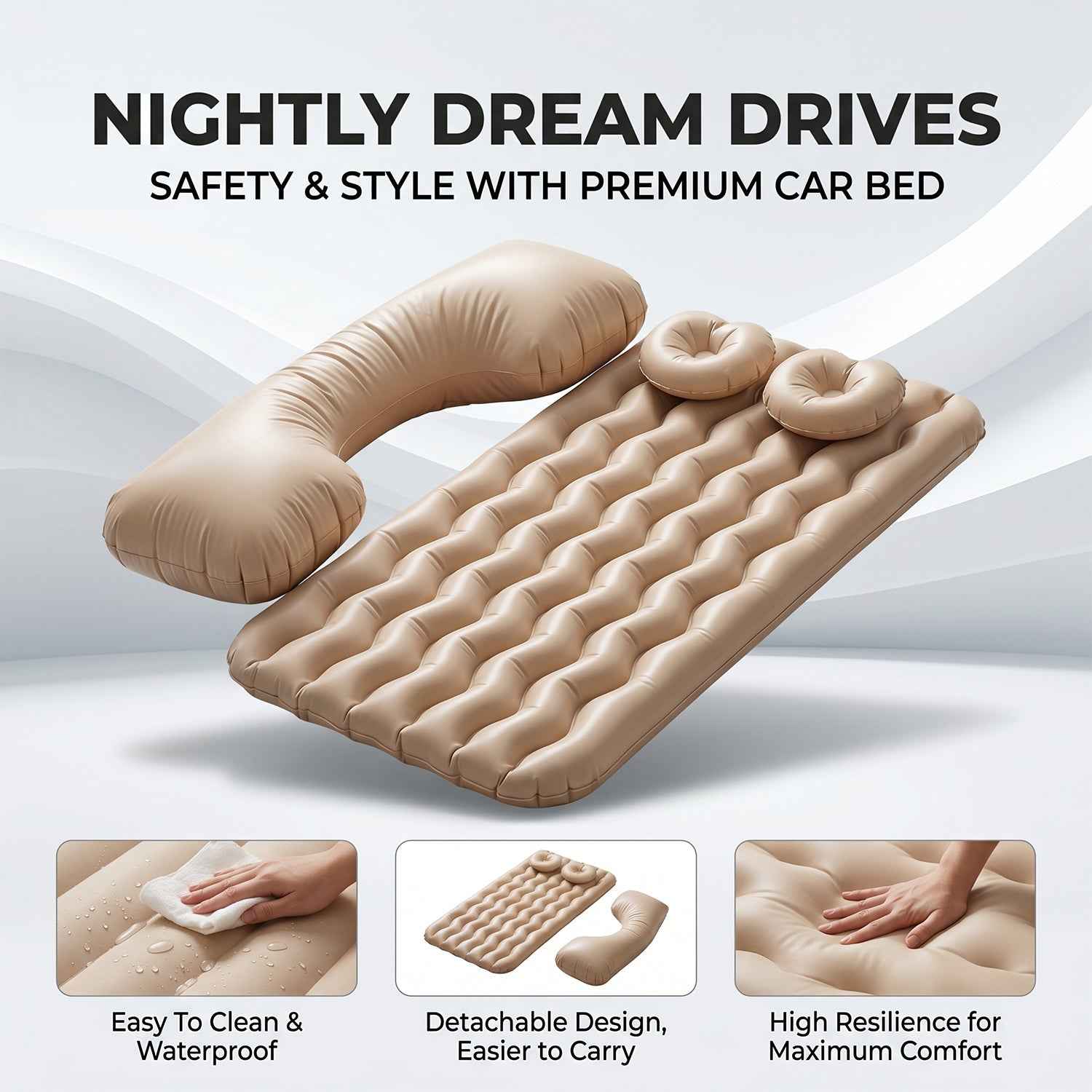 Car Air Mattress Ð Travel Comfort with Inflatable Pump & Pillows