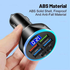 Multi-Port Car Charger – Fast 4 USB Ports for 12V/24V Vehicles