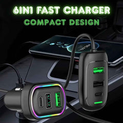 RGB Car USB Charger – Multi-port Fast Charging with LED Light