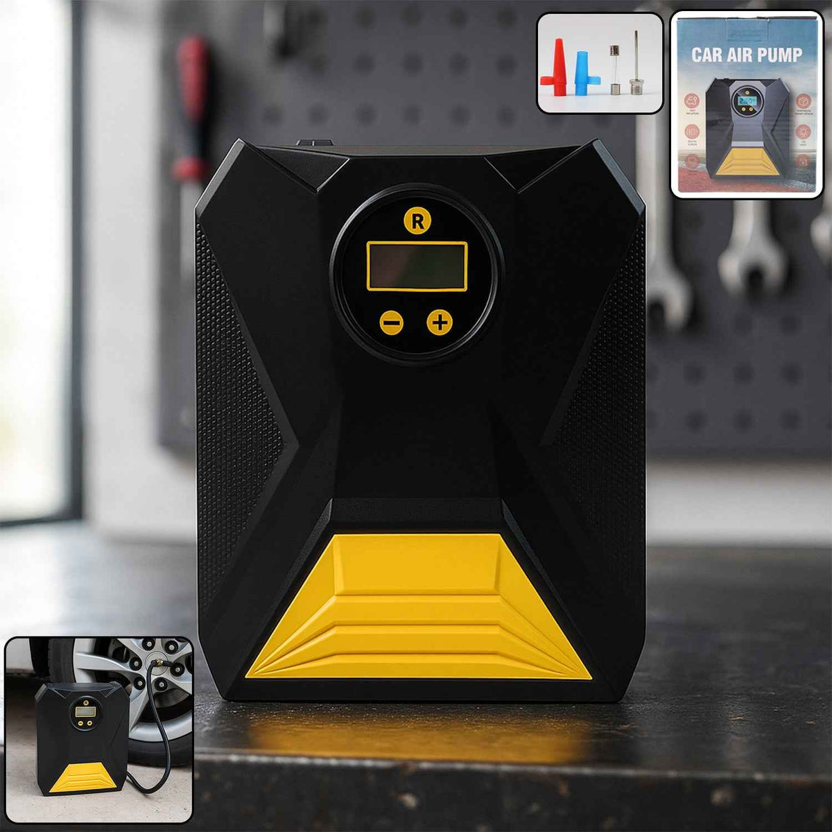 Car Tyre Air Compressor – Mini Digital Portable Pump with LCD