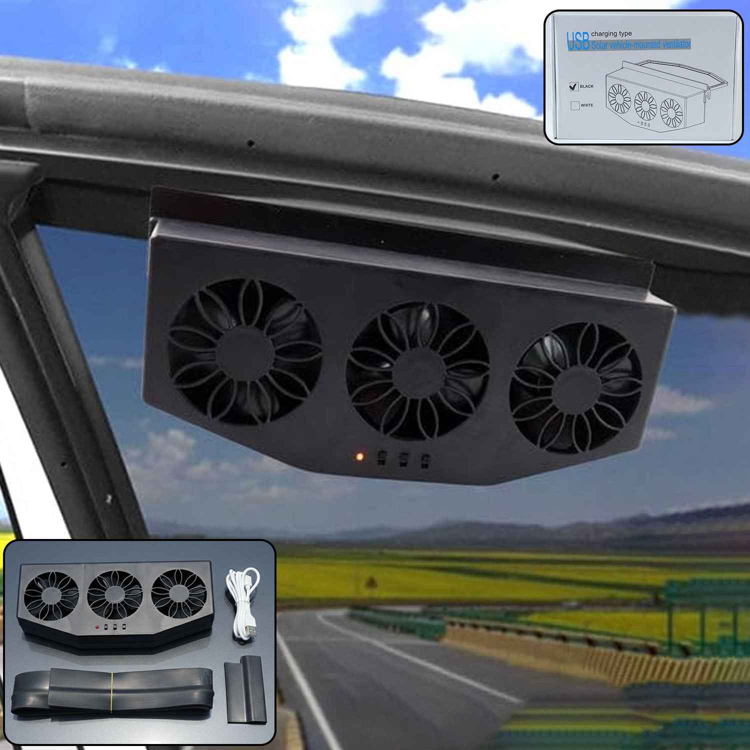 Car Exhaust Ventilation System – Triple Fan Plug & Play Cooling