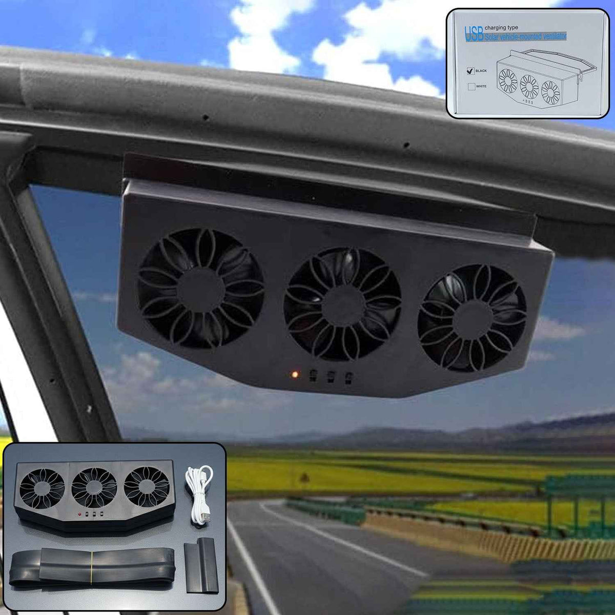 Car Exhaust Ventilation System – Triple Fan Plug & Play Cooling