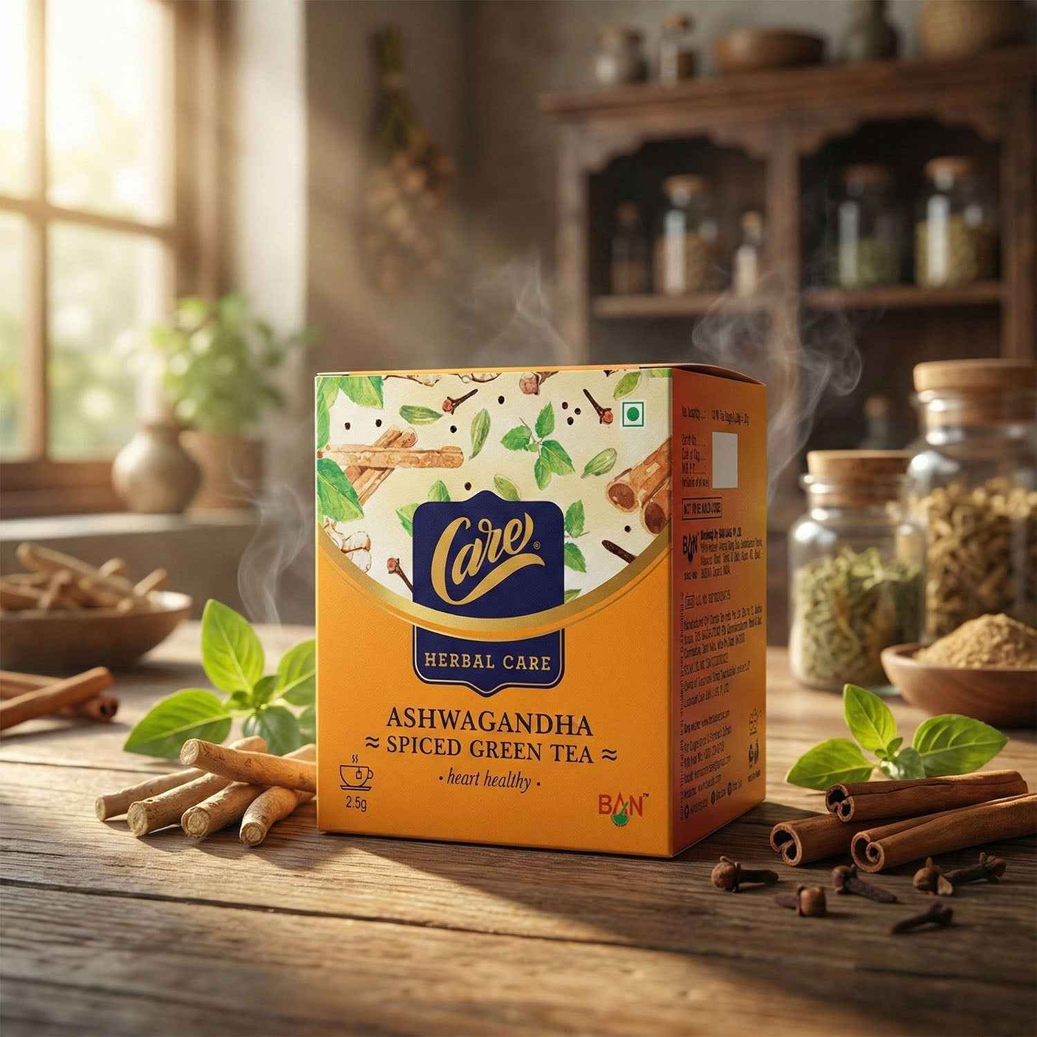 Ashwagandha Spiced Green Tea – Herbal Wellness Infusion Sachets