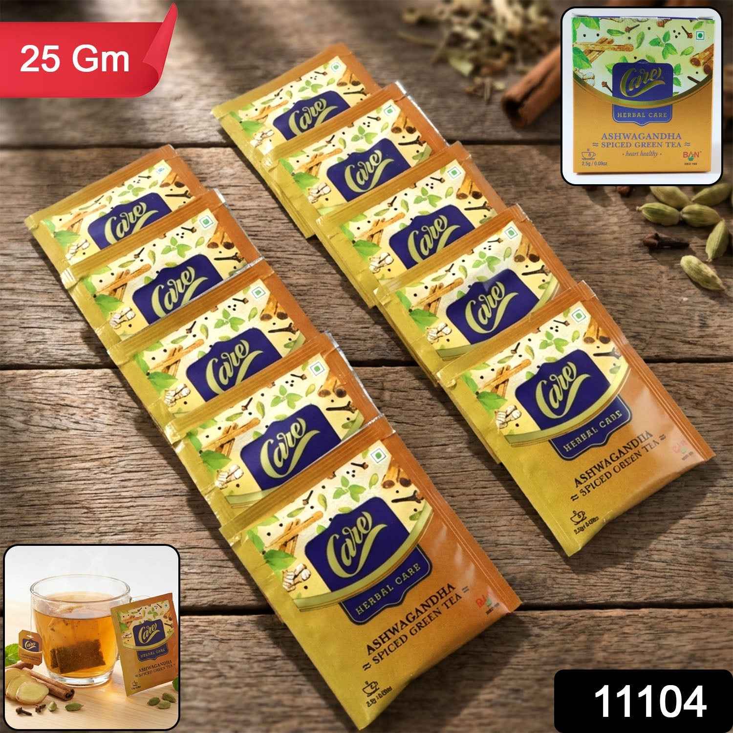 Ashwagandha Spiced Green Tea – Herbal Wellness Infusion Sachets