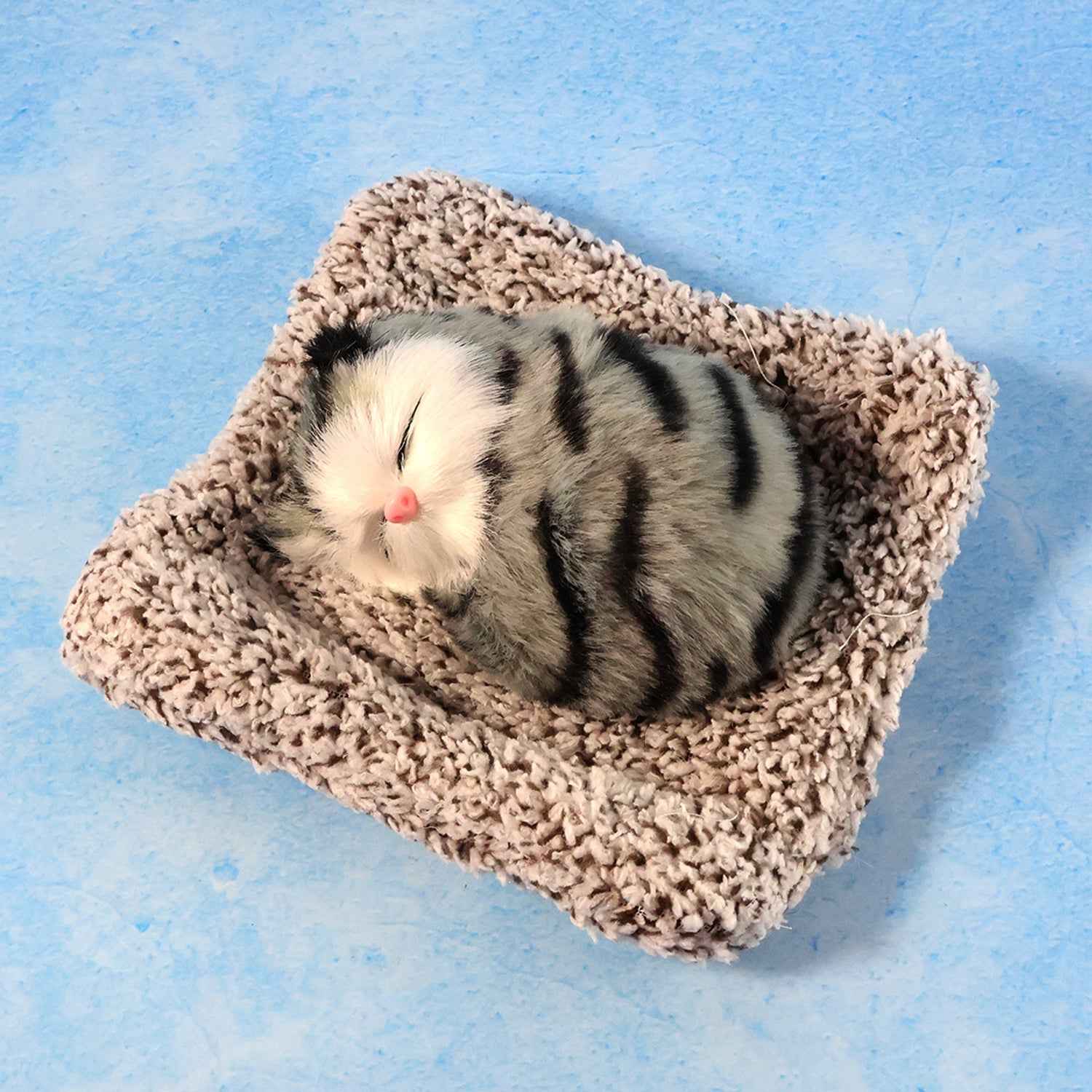 Plush Cat Dashboard Showpiece – Soft Closed-Eye Design