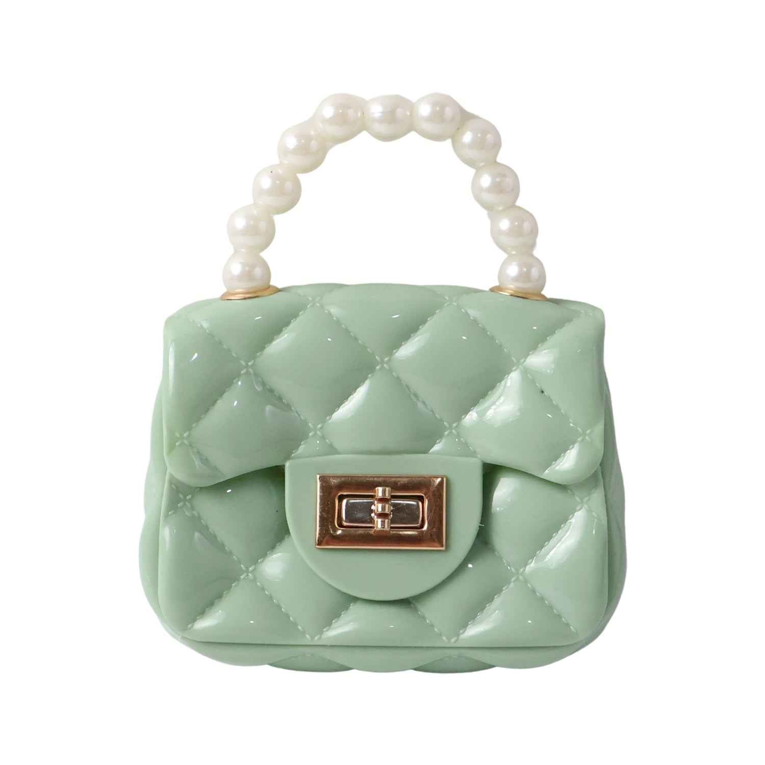 Quilted Mini Handbag – Elegant Pearl Handle & Chain Strap