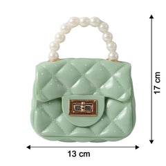 Quilted Mini Handbag – Elegant Pearl Handle & Chain Strap