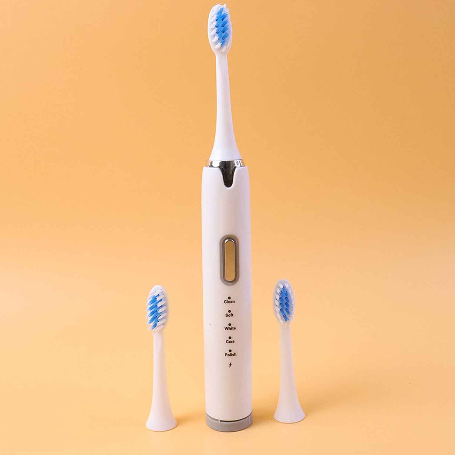 Electric Toothbrush Set – Rechargeable Sonic Cleaner with 3 Brush Heads