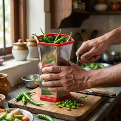 Chilli Cutter – Manual Hexa-Style Hand-Crank Vegetable Chopper