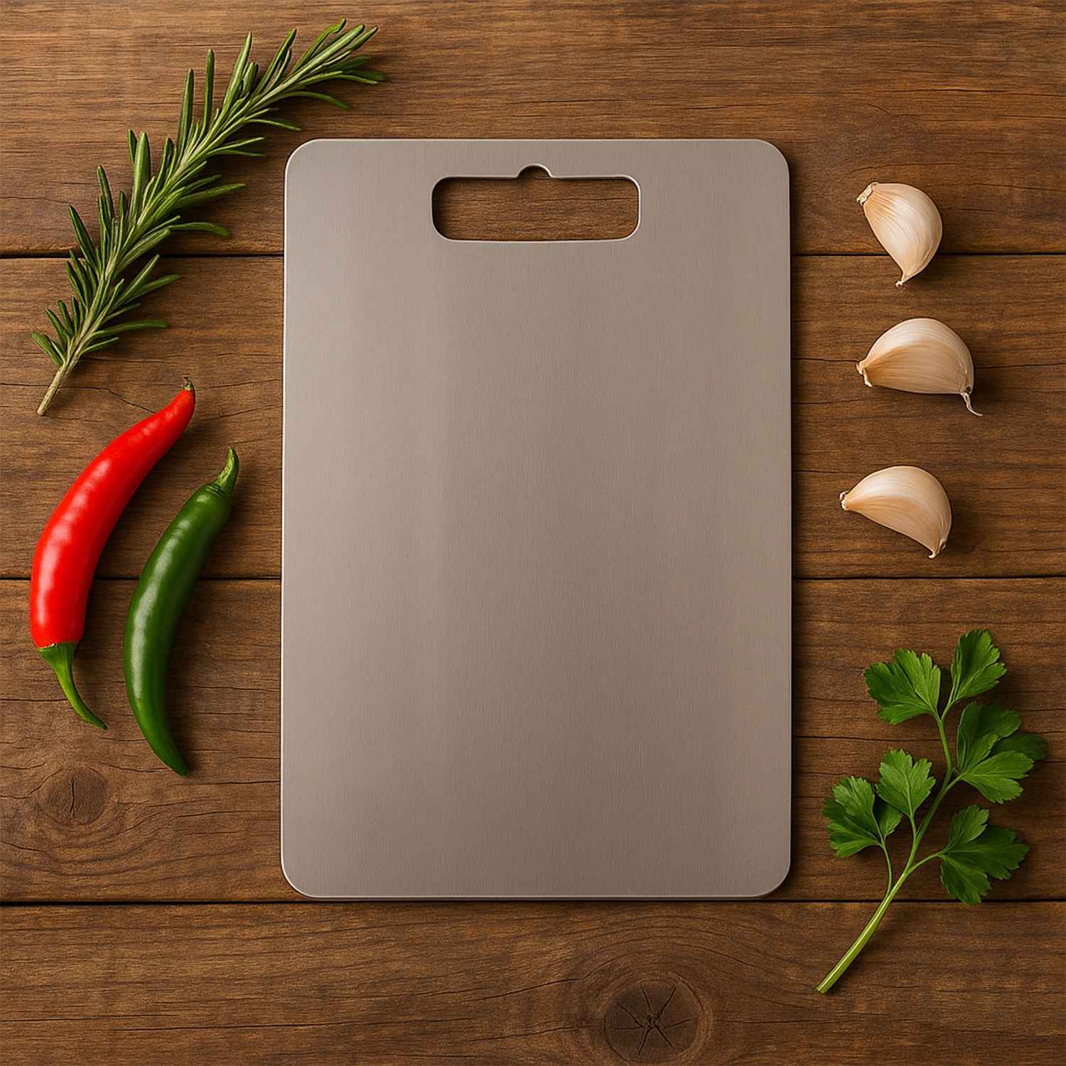 Stainless Steel Multipurpose Cutting Board – Compact 210x320mm