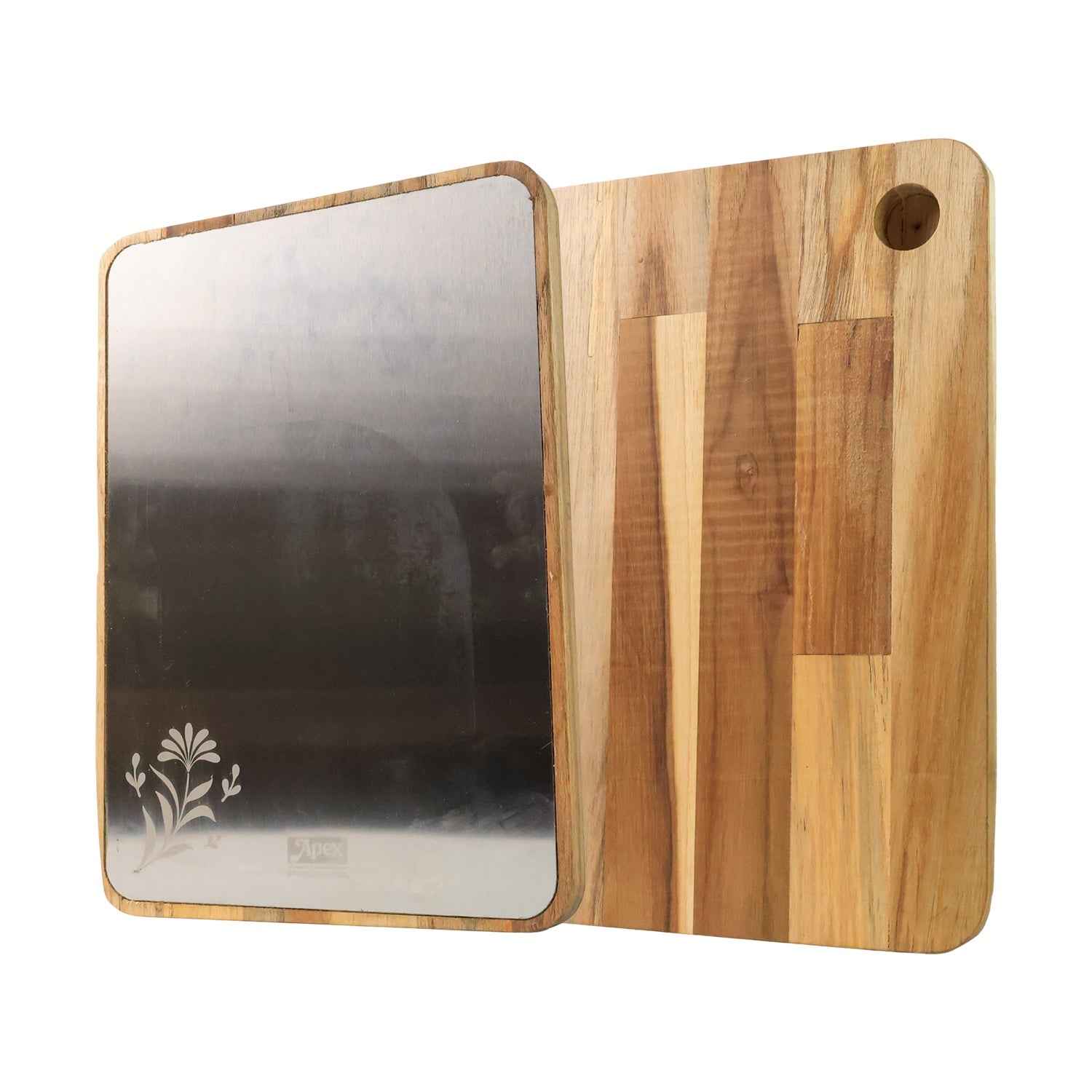 Steel Oak Cutting Board – Durable 35x25 cm with Wooden Handle